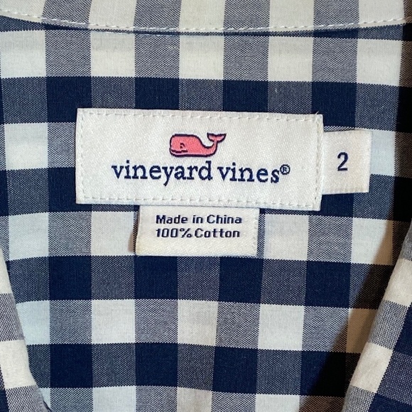 Vineyard‎ Vines Women's Long Sleeve|Button Down|Blue/White Checked Shirt|Size 2 - Picture 5 of 6